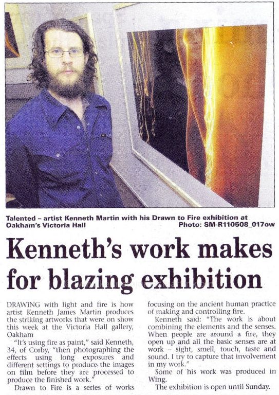 Article in Rutland Mercury Kenny Martin Drawn to Fire exhibition